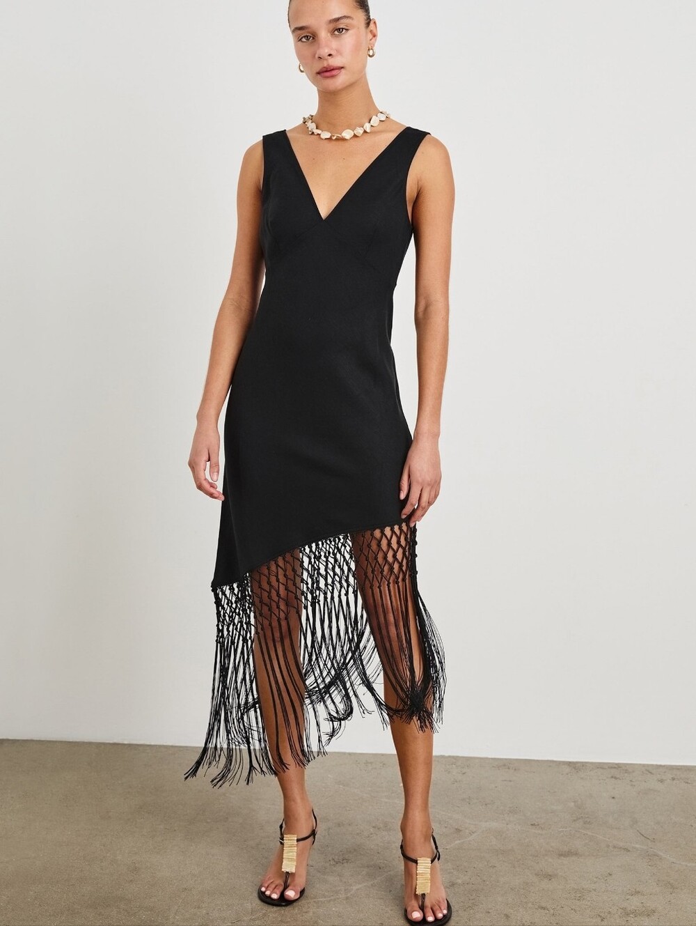 Rails Tamara Fringe Hem Linen Blend Dress Size XS